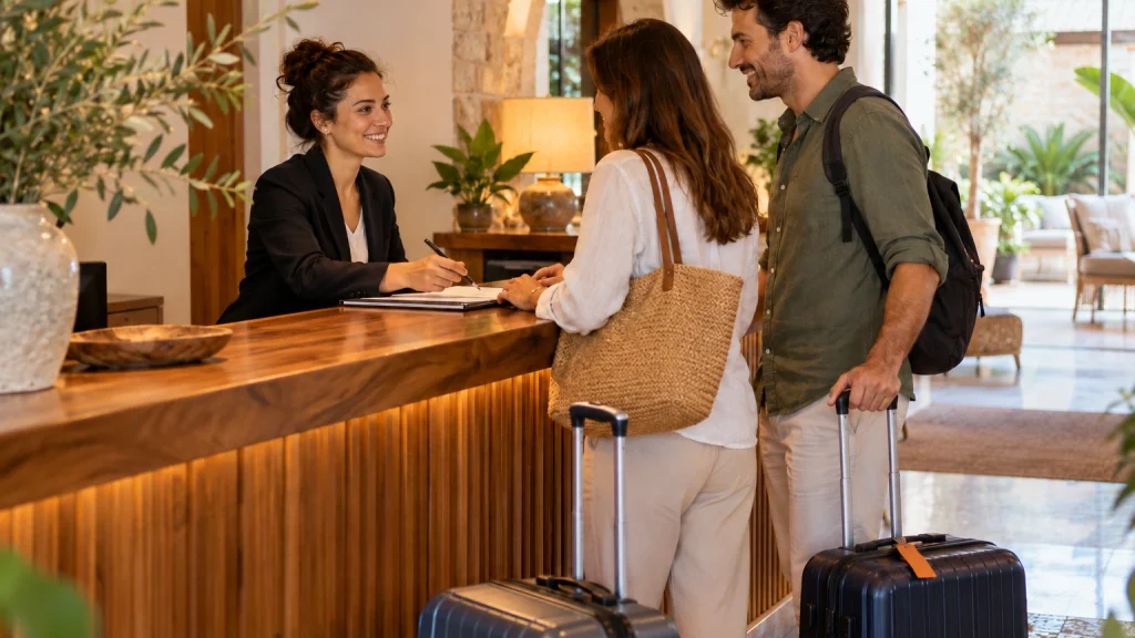 Recepción de un pequeño hotel