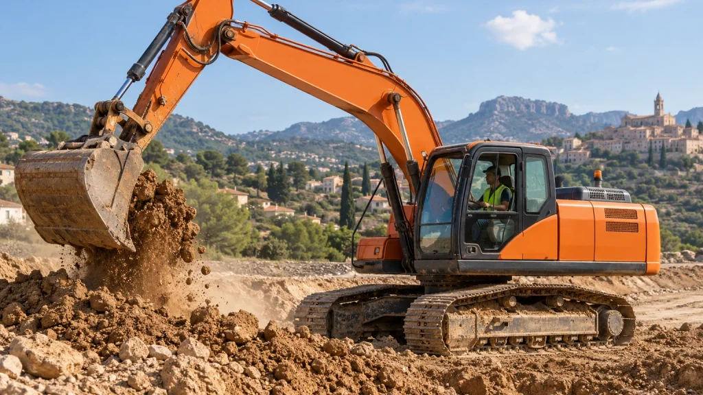 Excavadora en una obra